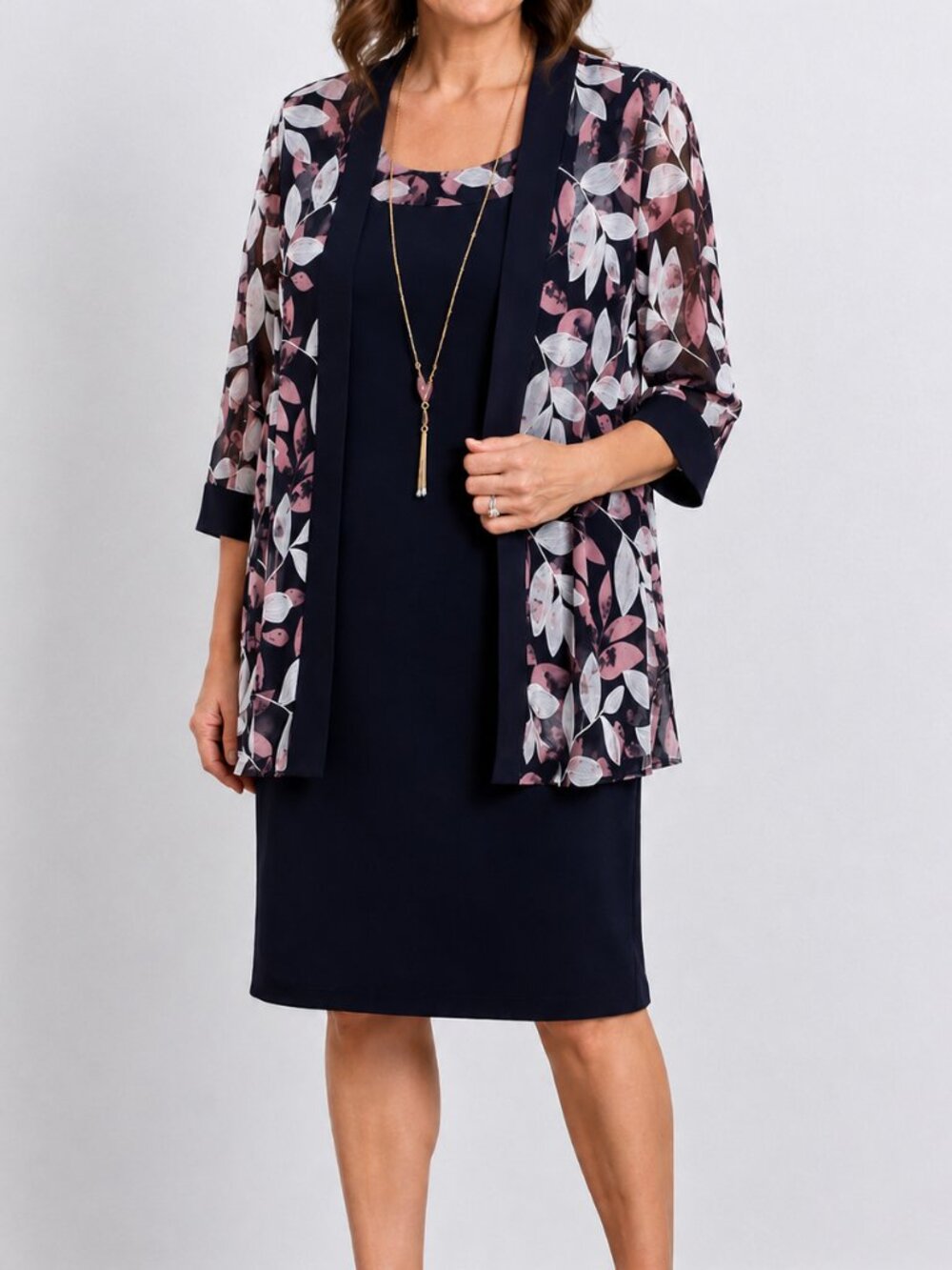 R&M Richards 2-Piece Floral Jacket Dress Petite NWT Elegant